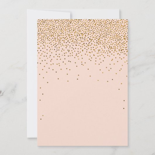 Invitation Répétition Mariage de Confetti en or rose et glam (Dos)