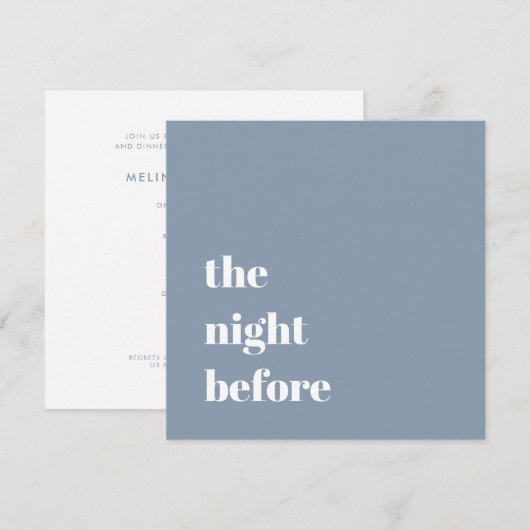 Invitation Répétition Mariage de type bleu Dusty (Devant / Derrière)