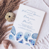 Invitation Répétition Mariage d'huîtres Aquarelle bleue