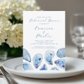 Invitation Répétition Mariage d'huîtres Aquarelle bleue