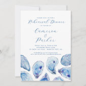 Invitation Répétition Mariage d'huîtres Aquarelle bleue (Devant)
