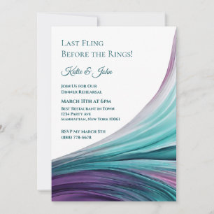 Invitation Répétition mariage-Dîner-Moderne violet et Turquoi