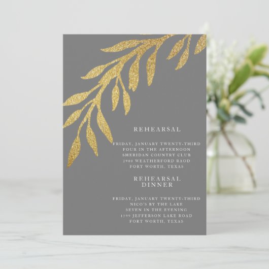 Invitation Répétition Mariage en or et en argent glam (Debout devant)