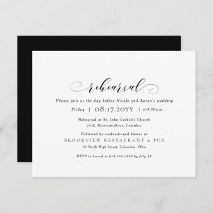 Invitation Répétition mariage et dîner simple et élégant