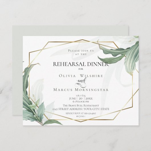 Invitation Répétition mariage | Feuilles tropicaux modernes e (Devant / Derrière)