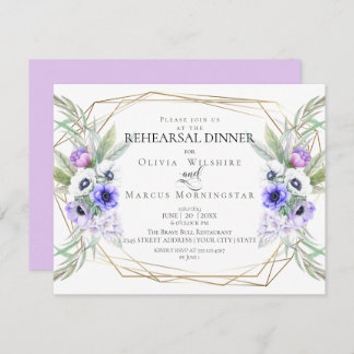 Invitation Répétition mariage | Floral d'anémone violet