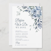 Invitation répétition mariage florale bleu poussiéreux (Devant)