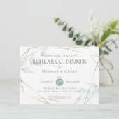 Invitation Répétition mariage | Grayed Jade Green Botanical (Debout devant)