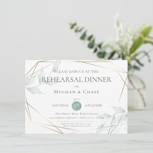 Invitation Répétition mariage | Grayed Jade Green Botanical (Debout devant)