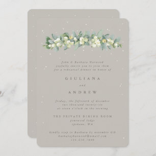 Invitation Répétition Mariage Greige Snowberry+Eucalyptus