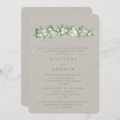 Invitation Répétition Mariage Greige Snowberry+Eucalyptus (Devant / Derrière)