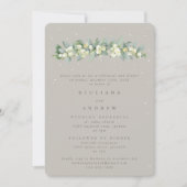 Invitation Répétition Mariage Greige Snowberry+Eucalyptus (Devant)
