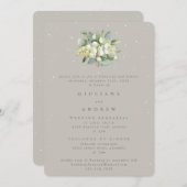 Invitation Répétition Mariage Greige Snowberry+Eucalyptus (Devant / Derrière)