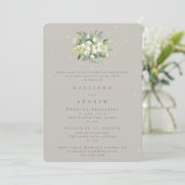 Invitation Répétition Mariage Greige Snowberry+Eucalyptus (Debout devant)