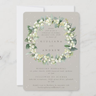 Invitation Répétition Mariage Greige Snowberry+Eucalyptus