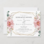 Invitation Répétition mariage | Peonies d'aquarelle rose (Devant)