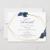 Invitation Répétition | Moderne Deep Indigo Bleu et Or (Devant)
