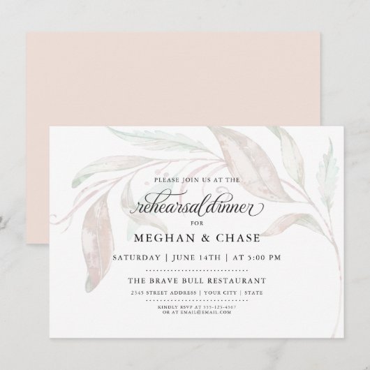 Invitation RÉPÉTITION | Pale Pastel Aquarelle Folio (Devant / Derrière)