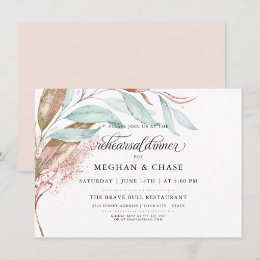 Invitation RÉPÉTITION | Pâturage d'aquarelle en cuivre de cor (Devant / Derrière)