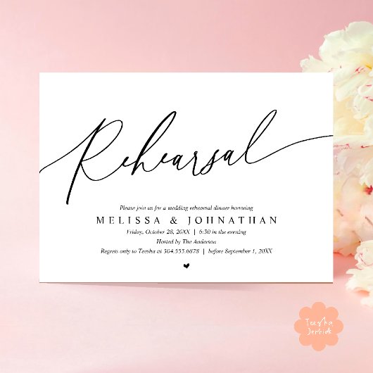 Invitation Répétition Romantique Moderne Dîner de Mariage Dan