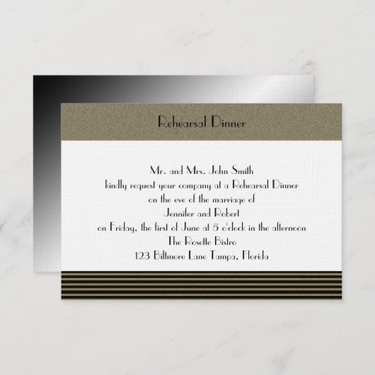 Invitation Répétition snob de mariage d'art déco (Devant / Derrière)