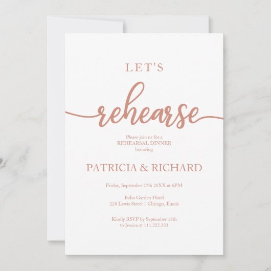 Invitation Répétons un dîner de répétition Rose en or (Devant)
