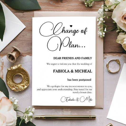 Invitation Replanifier le Mariage repoussé par le mariage mod