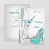 Invitation Répondre à une soirée d'anniversaire chaussure per (Devant / Derrière)