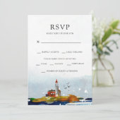 Invitation Répondre au 'By The Sea' avec les options de plat  (Debout devant)