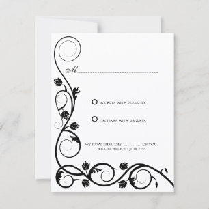 Invitation Répondre aux élégants tourbillons noirs et blancs