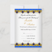 Invitation Répondre Mariage Or Bleu Royal Gem Blanc (Dos)