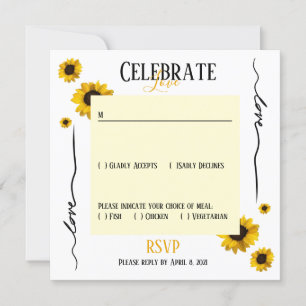 Invitation Répondre pour célébrer l'amour et les tournesols d