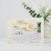 Invitation Répondre roses blanches et anneaux (Debout devant)