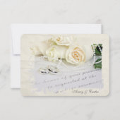 Invitation Répondre roses blanches et anneaux (Devant)
