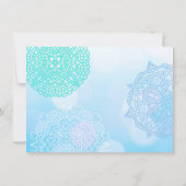 Invitation Répondre RSVP bleu Turquoise blanc Mariage Mandala (Dos)