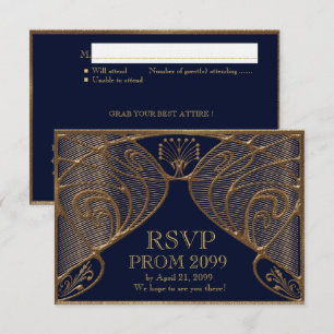 Invitation Répondre SVP, Gatsby le Magnifique, or sur bleu ma