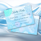 Invitation Répondre SVP Mariage Mandala Bleu Sarcelle Blanc