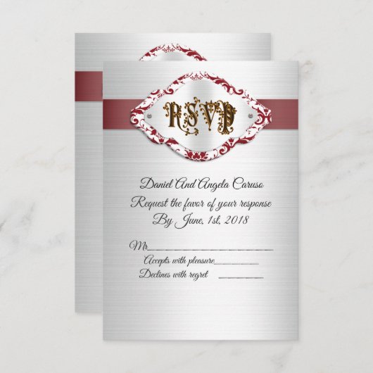 Invitation Réponse à la 50e anniversaire de mariage (Devant / Derrière)