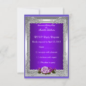 Invitation Réponse à la réponse du RSVP Rose d'argent violet  (Dos)