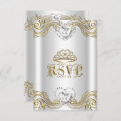 Invitation Réponse à la réponse RSVP Silver White Gold Quince (Devant / Derrière)