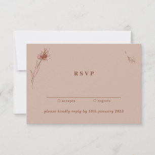 Invitation Réponse aimable Fleur de Terracotta Marron Pissenl
