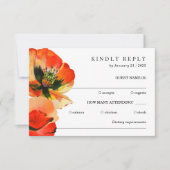 Invitation Réponse aimable Poppy Rouge Blanc Élégant (Devant)