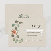 Invitation Réponse attendue pour un mariage rustique avec ros (Devant / Derrière)