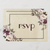 Invitation Réponse au mariage Deep Purple Peonies (Devant / Derrière)