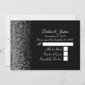 Invitation Réponse au mariage élégant noir et blanc avec diam (Dos)