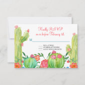 Invitation Réponse au mariage Fiesta Margarita Fleur Cactus (Devant)
