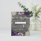 Invitation Réponse au mariage Fleurs roses pourpre profond de (Debout devant)