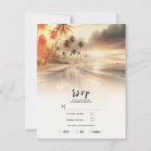 Invitation Réponse au mariage sur la plage au coucher du sole (Devant)