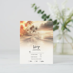 Invitation Réponse au mariage sur la plage au coucher du sole