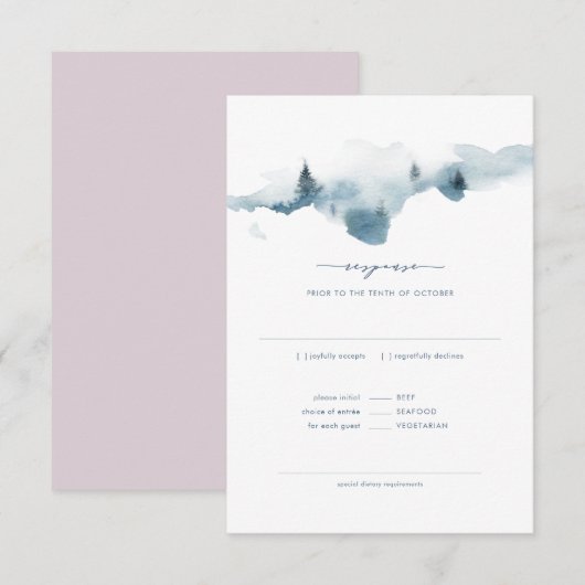 Invitation Réponse au RSVP de mariage à Misty Mountains + rép (Devant / Derrière)